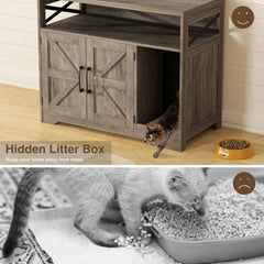 Halitaa cat litter box enclosure double-door image emphasizes privacy and easy cleaning access