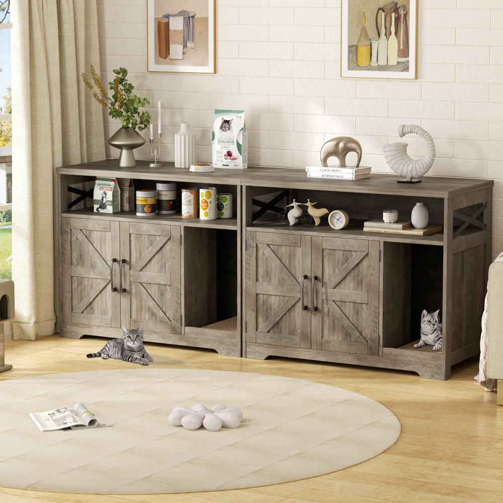 Halitaa cat litter box enclosure end-table design blends with decor while concealing litter