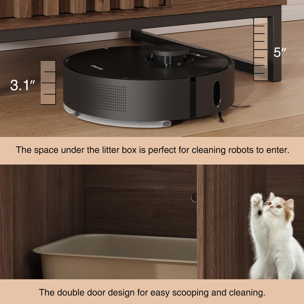 Halitaa cat litter box enclosure end-table top supports decor while concealing litter