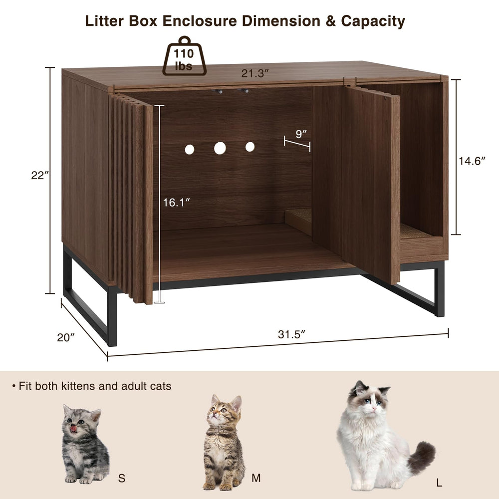 Halitaa cat litter box enclosure side view in walnut demonstrates durable space-saving design