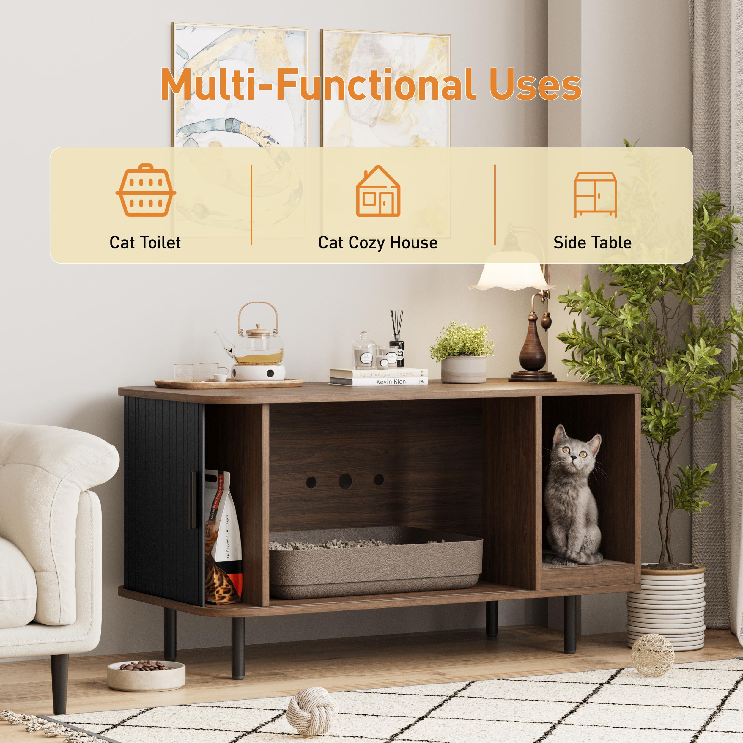 Halitaa cat litter enclosure 37.4 inch dimensions fit living spaces