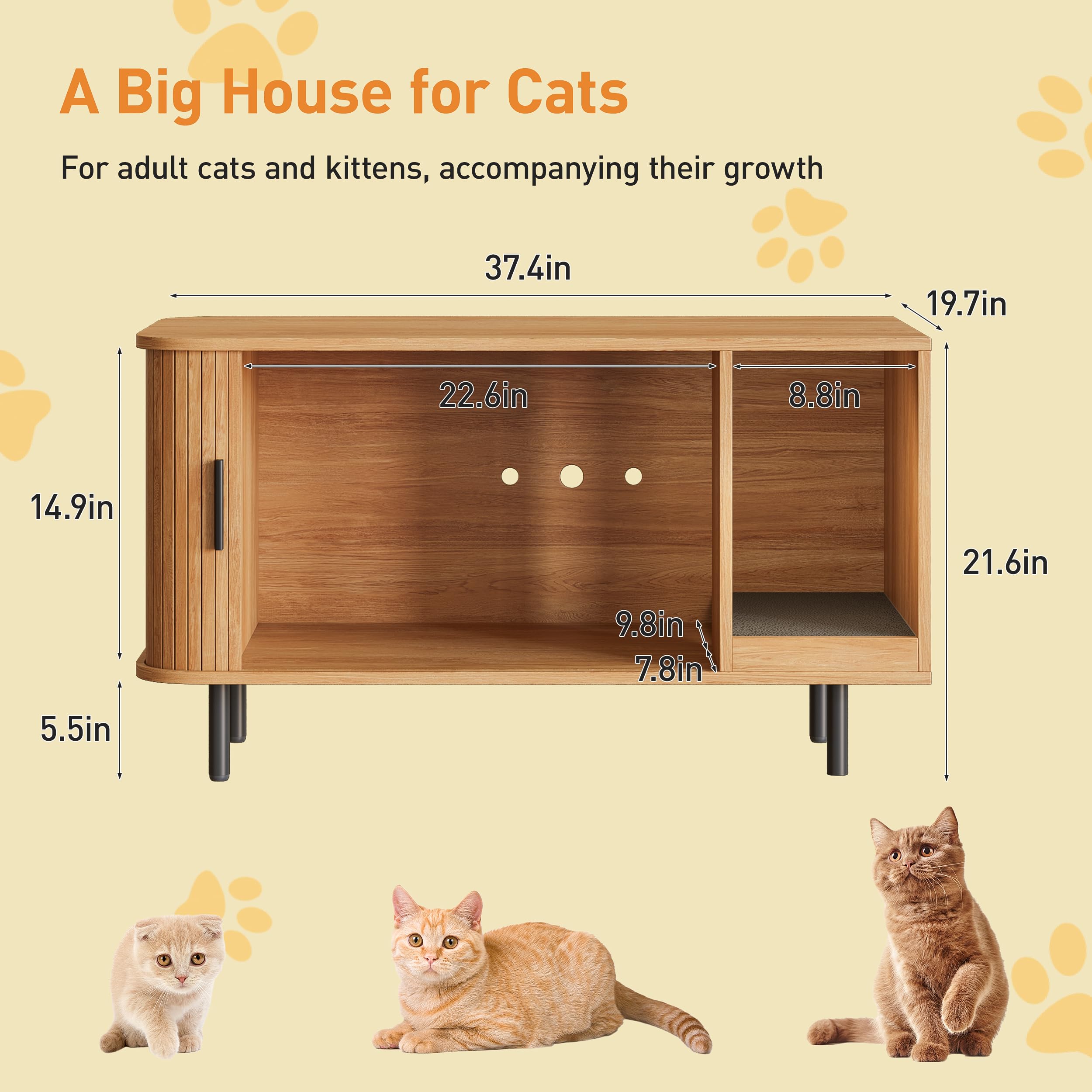 Halitaa cat litter enclosure built in scratch pad protects furniture