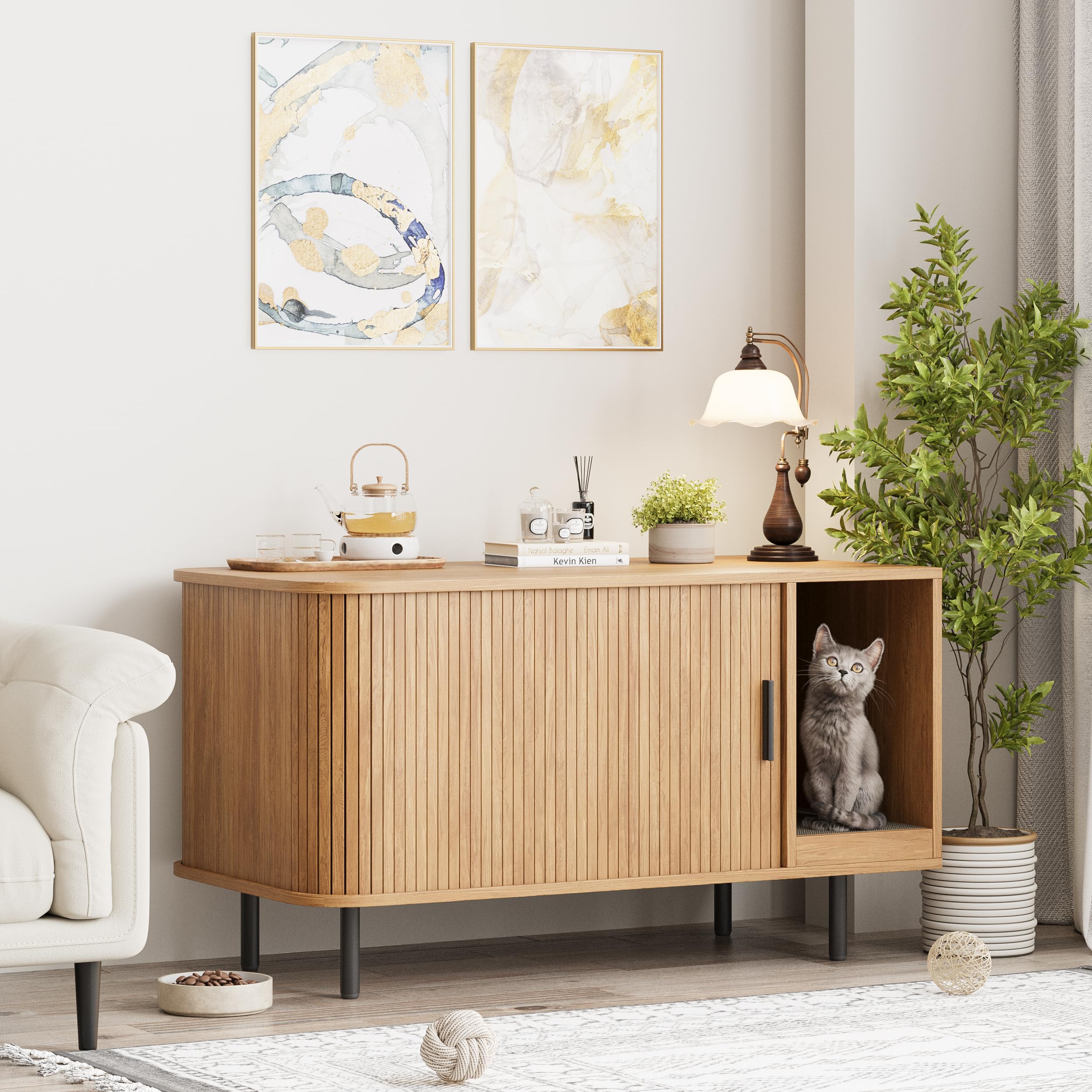 Halitaa curved design and black metal accents elevate decor