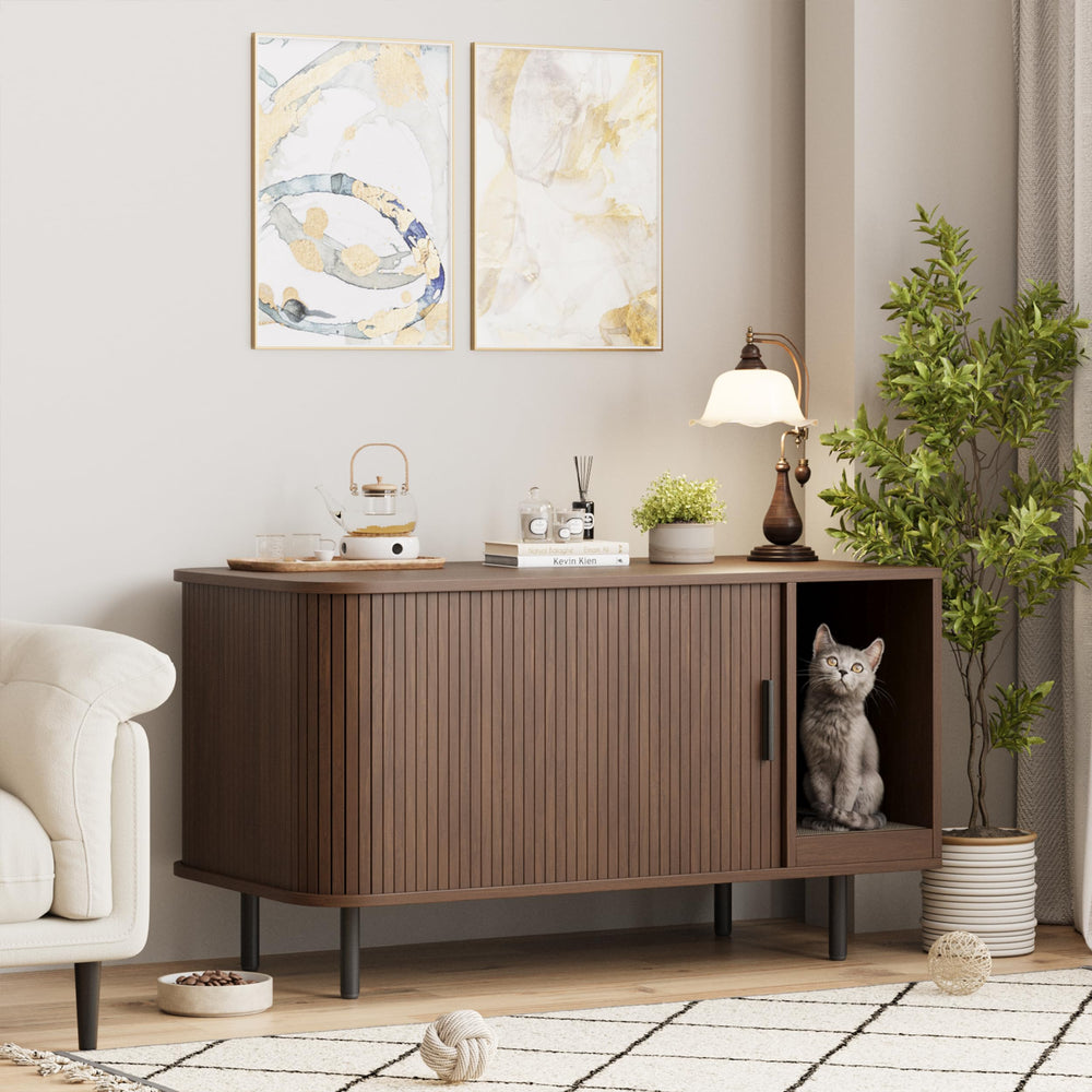 Halitaa litter box enclosure assembly step demonstration.