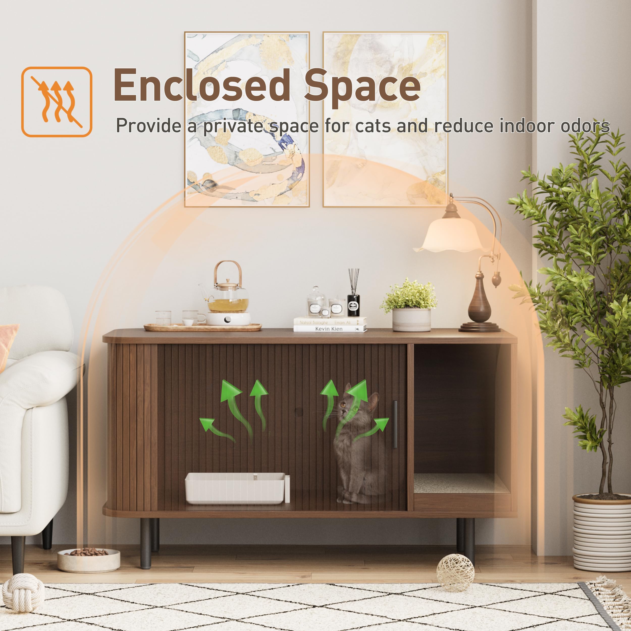 Halitaa litter box enclosure back vent for odor flow.