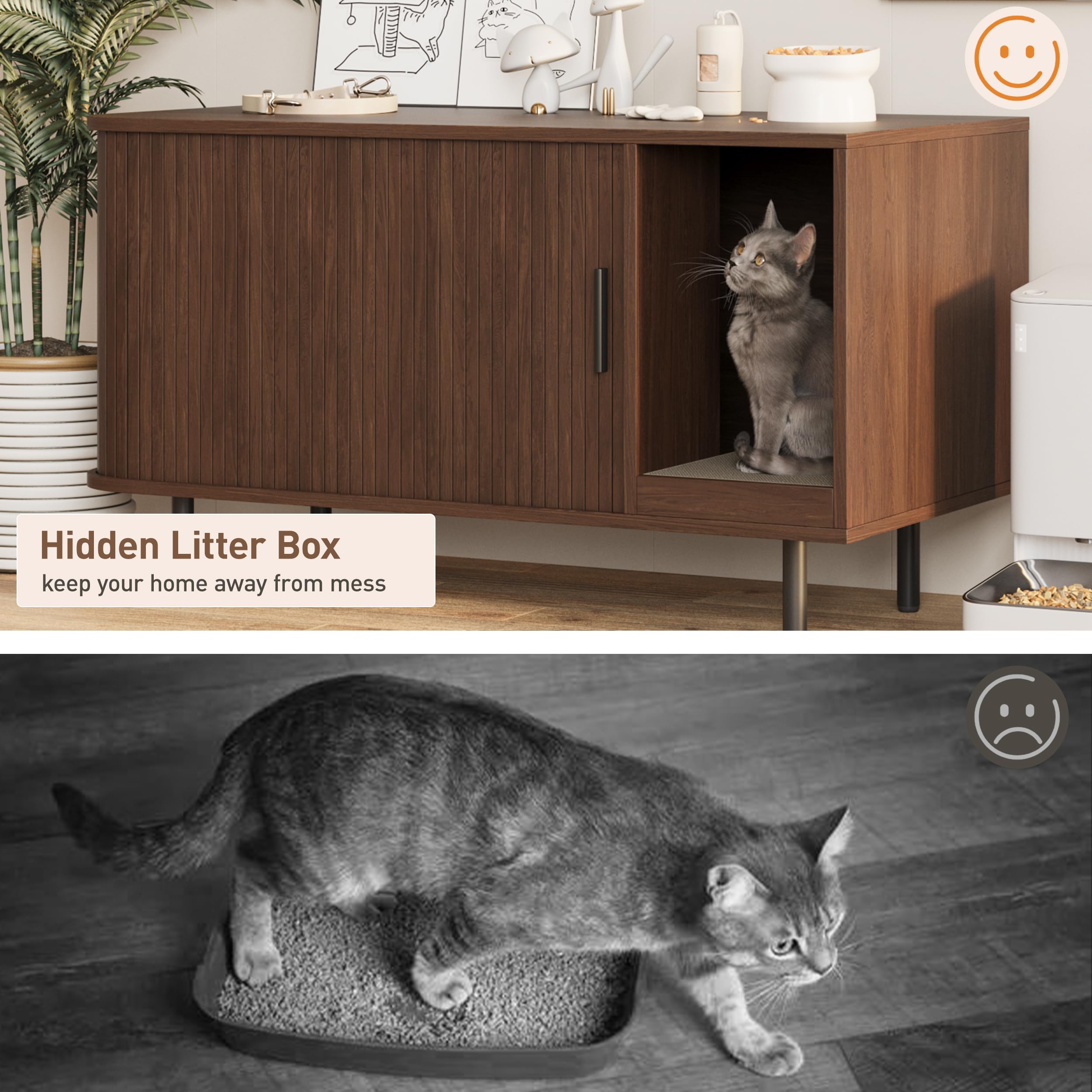 Halitaa litter box enclosure dimensions overview for space planning.