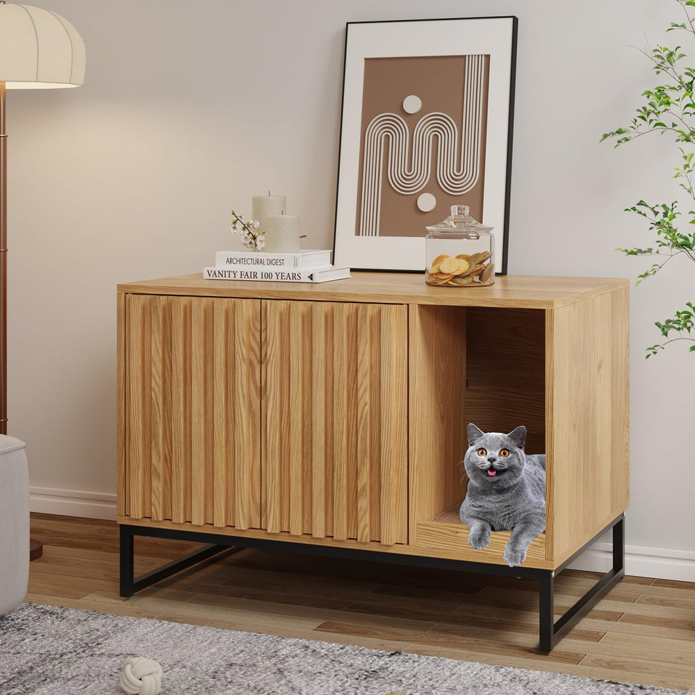 Halitaa living room setup demonstrating a stylish discreet cat washroom solution