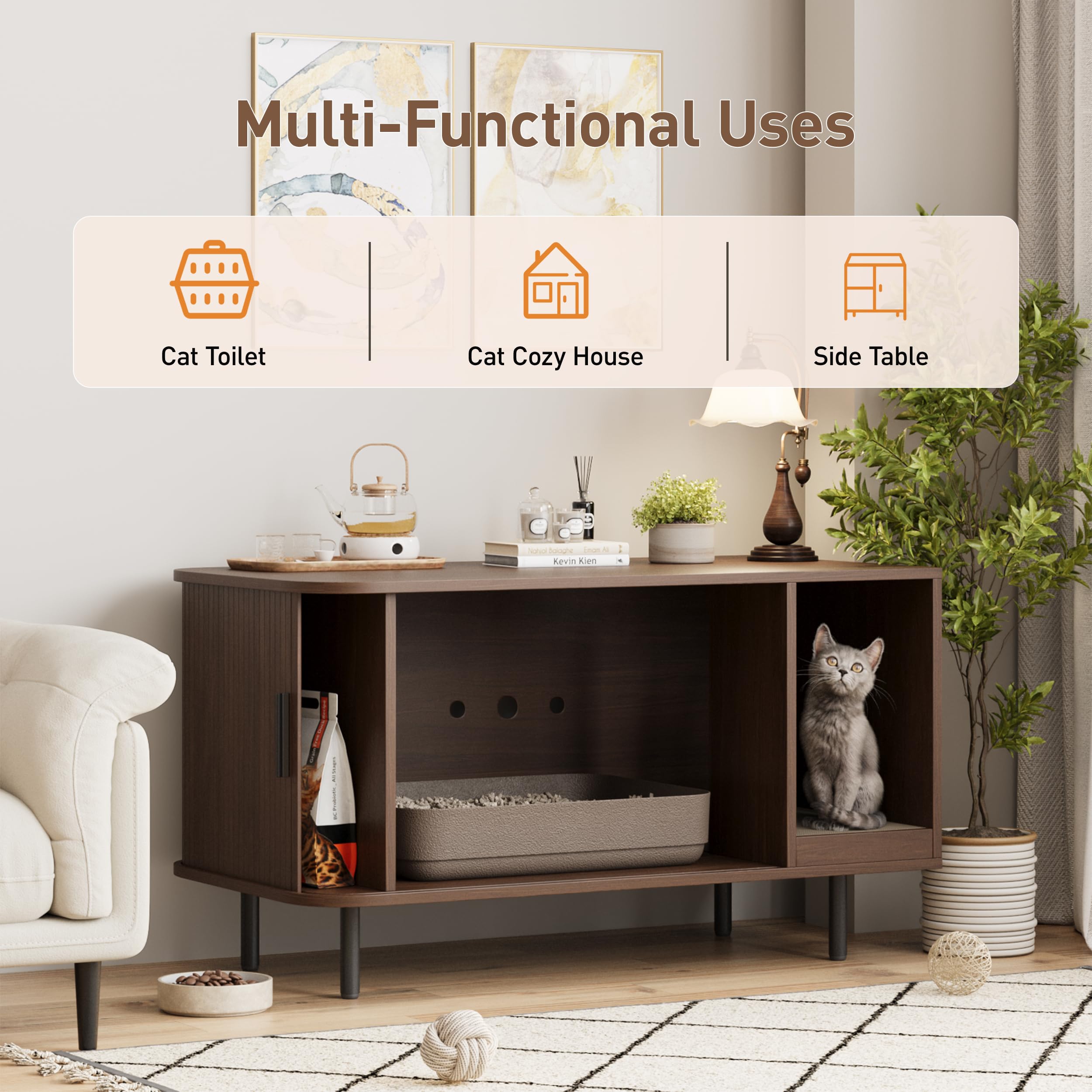 Halitaa litter box enclosure sturdy metal legs and frame.