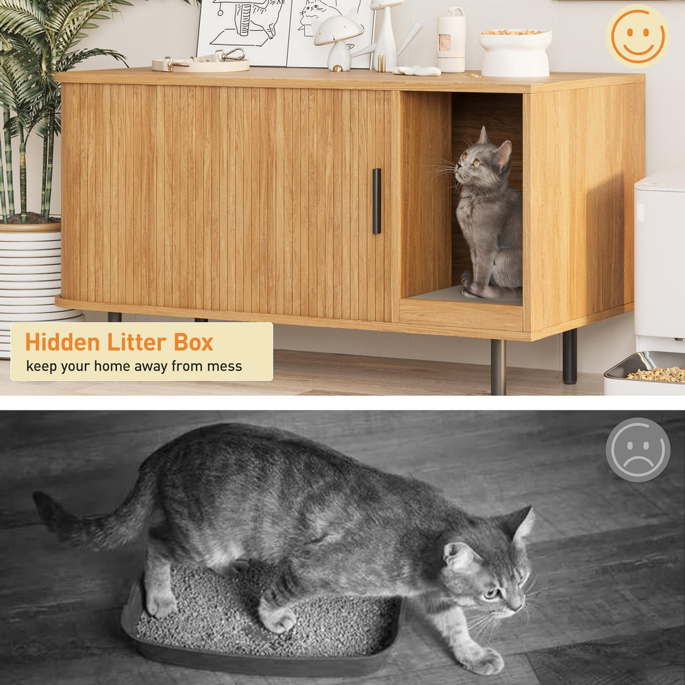 Halitaa modern living room furniture doubles as cat enclosure and stand