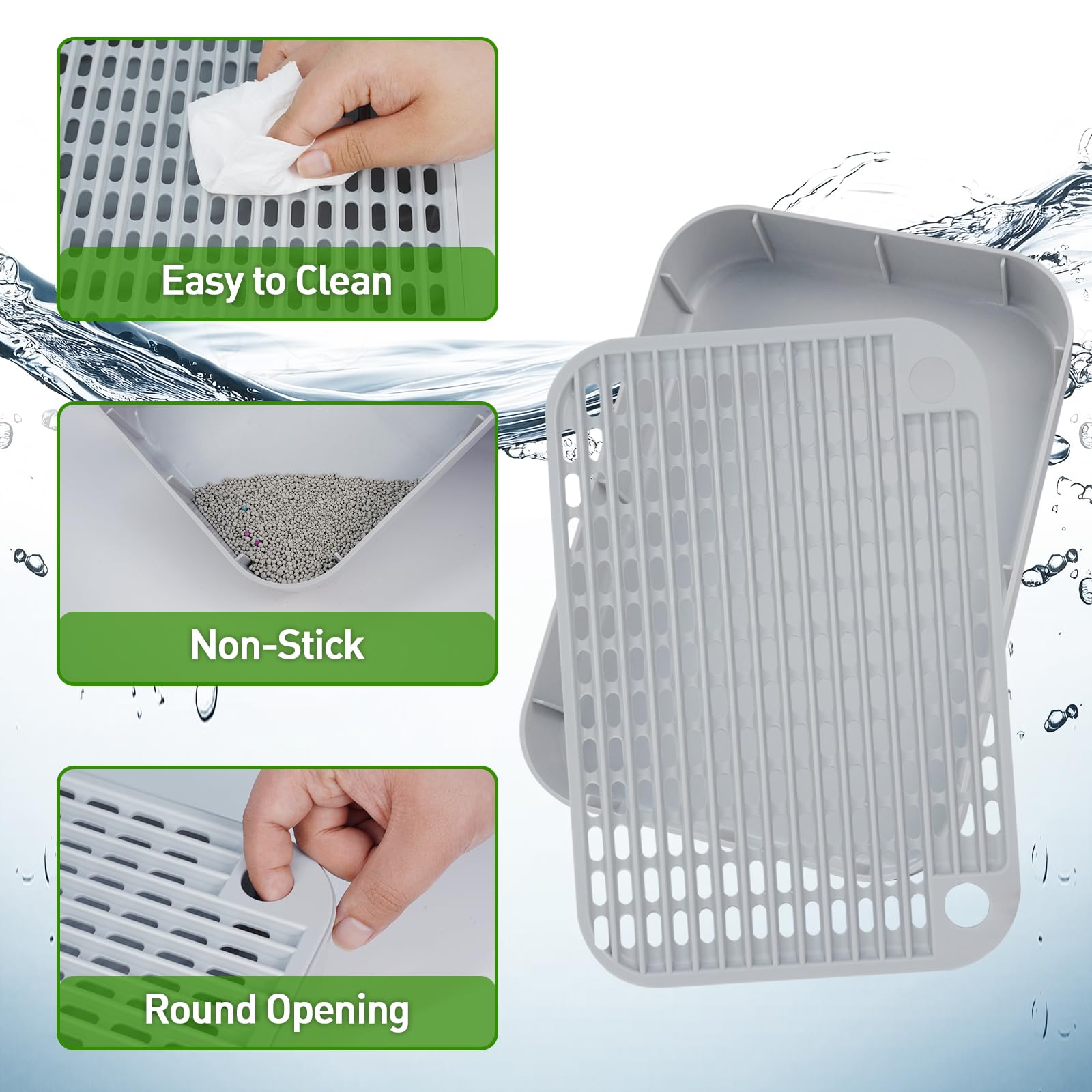HALKYDY anti-tracking honeycomb mat helps keep litter contained and floors cleaner