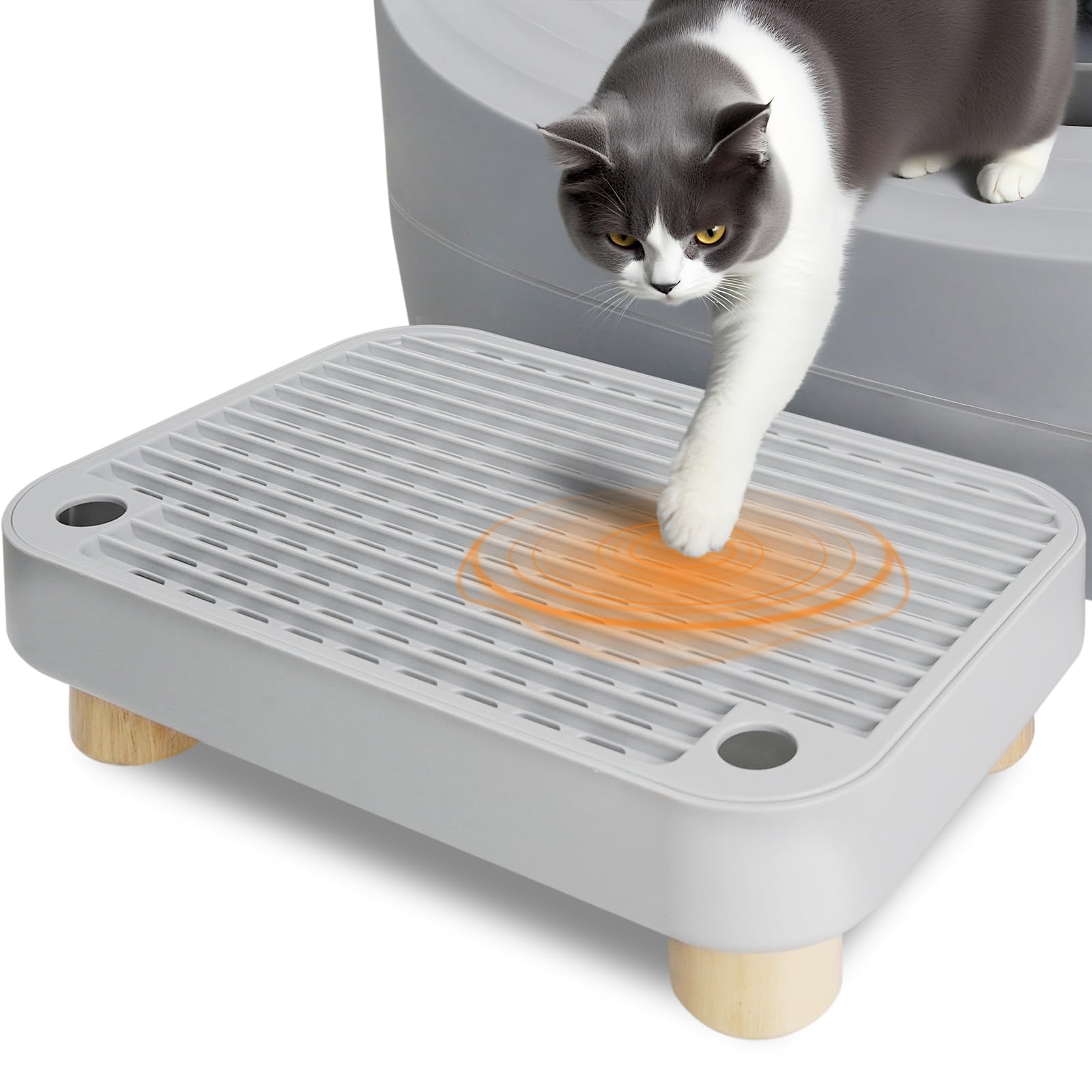HALKYDY self-cleaning litter box step with removable top for quick, hygienic daily cleaning.
