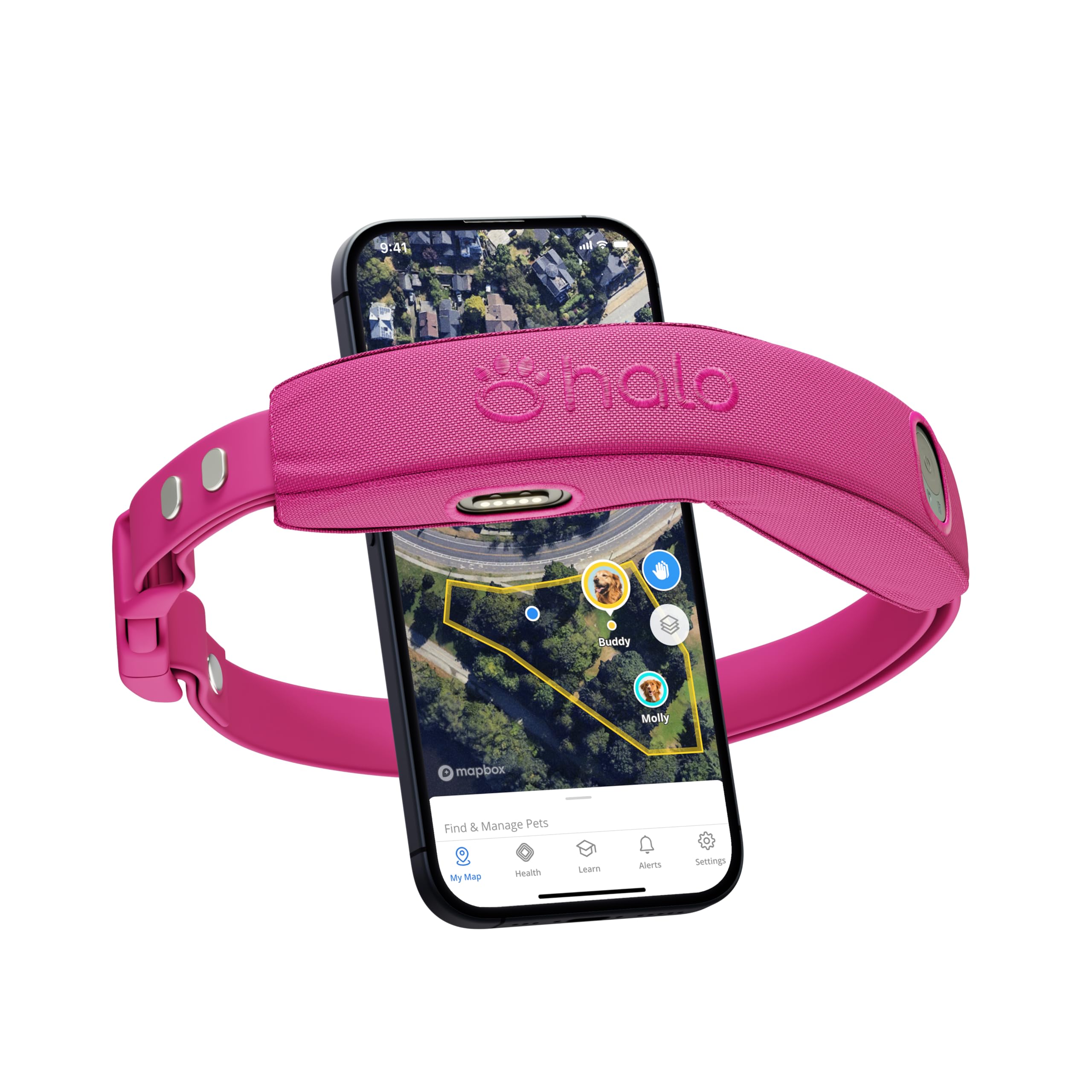 Halo Collar 4 real-time GPS fence view for precise location tracking during outings.