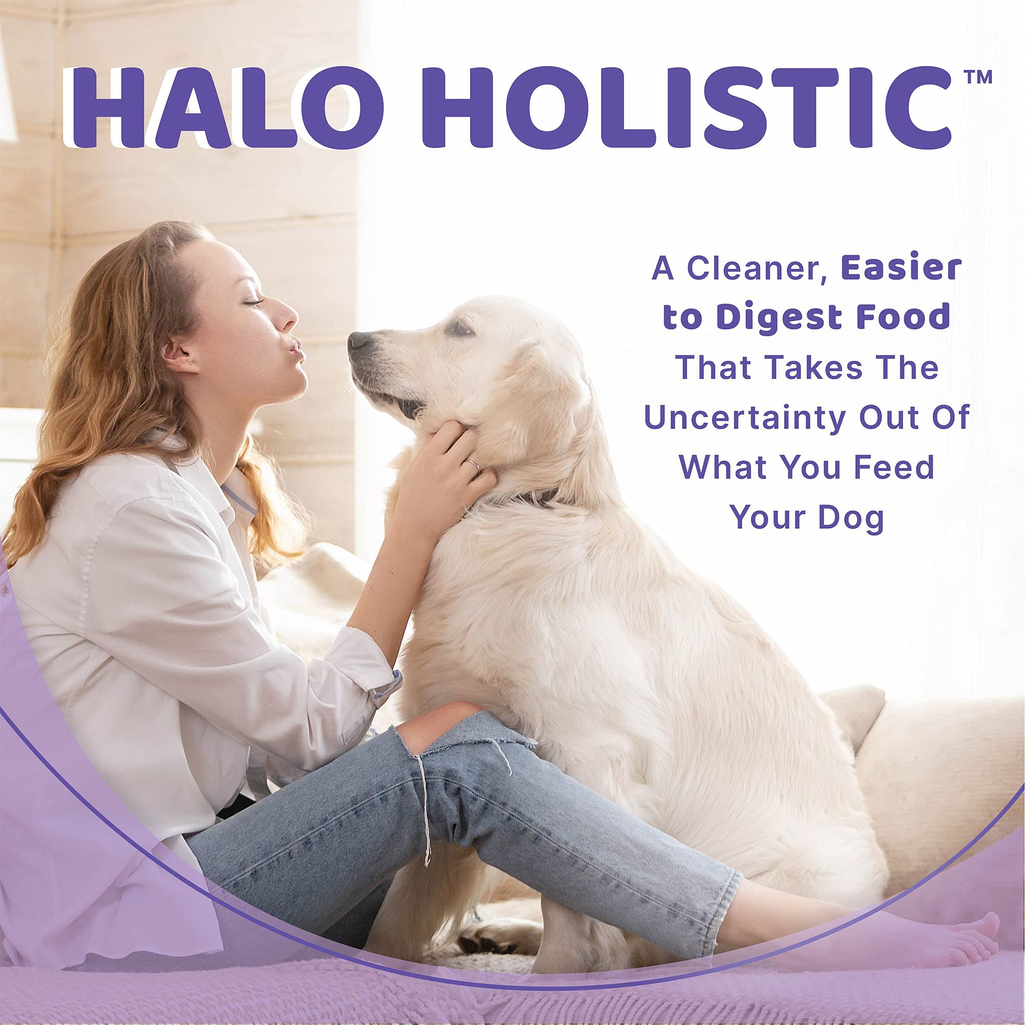 Halo Healthy Grains ingredients image featuring real chicken and vegetables highlights wholesome nutrition.
