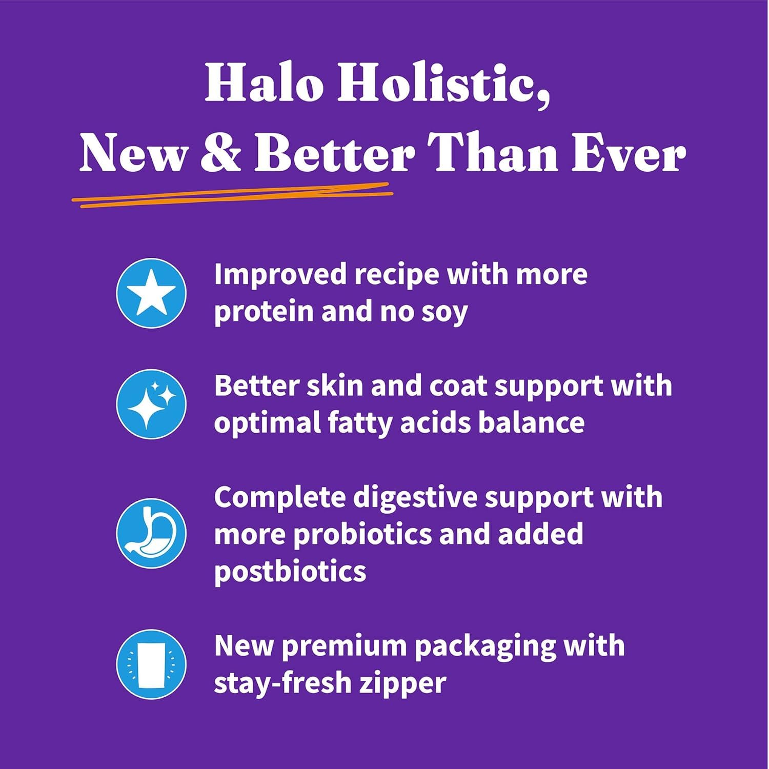 Halo Holistic 6lb bag packaging shown for easy storage