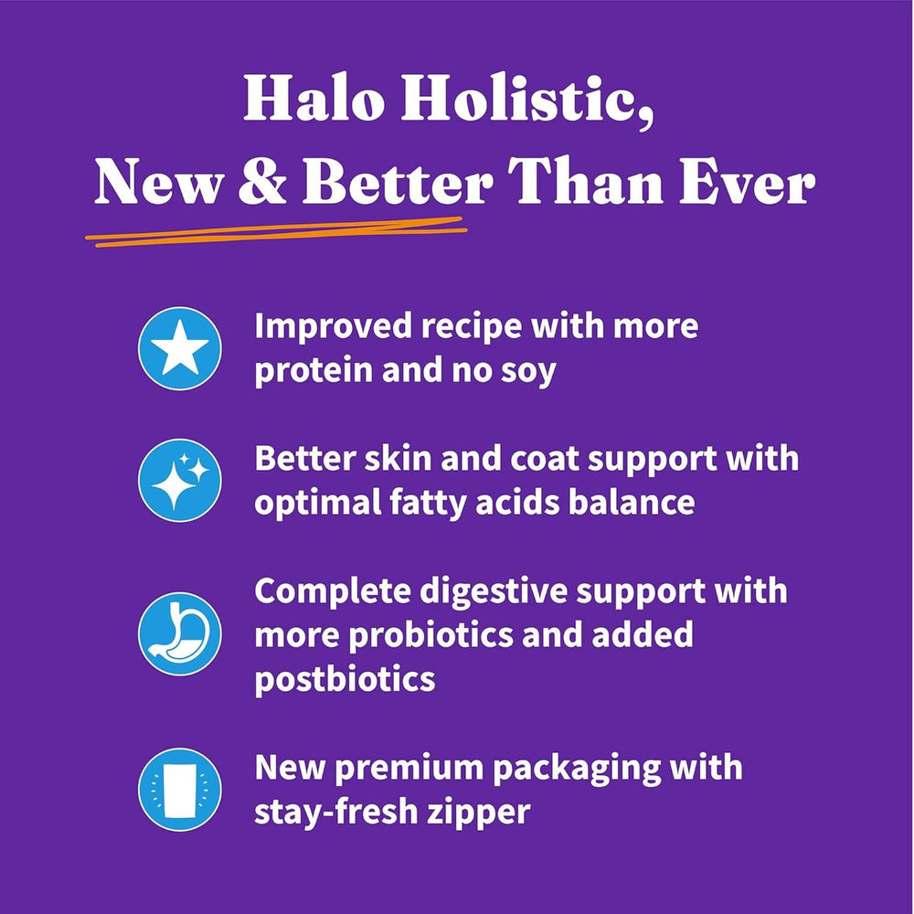 Halo Holistic 6lb bag packaging shown for easy storage