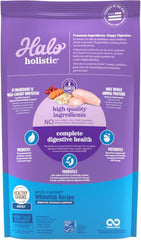 Halo Holistic ingredient label highlights whitefish first ingredient for high-quality protein