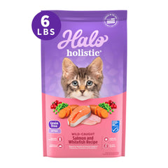 Halo Holistic kitten food wild-salmon-whitefish-6lb-bag may support balanced nutrition and digestion