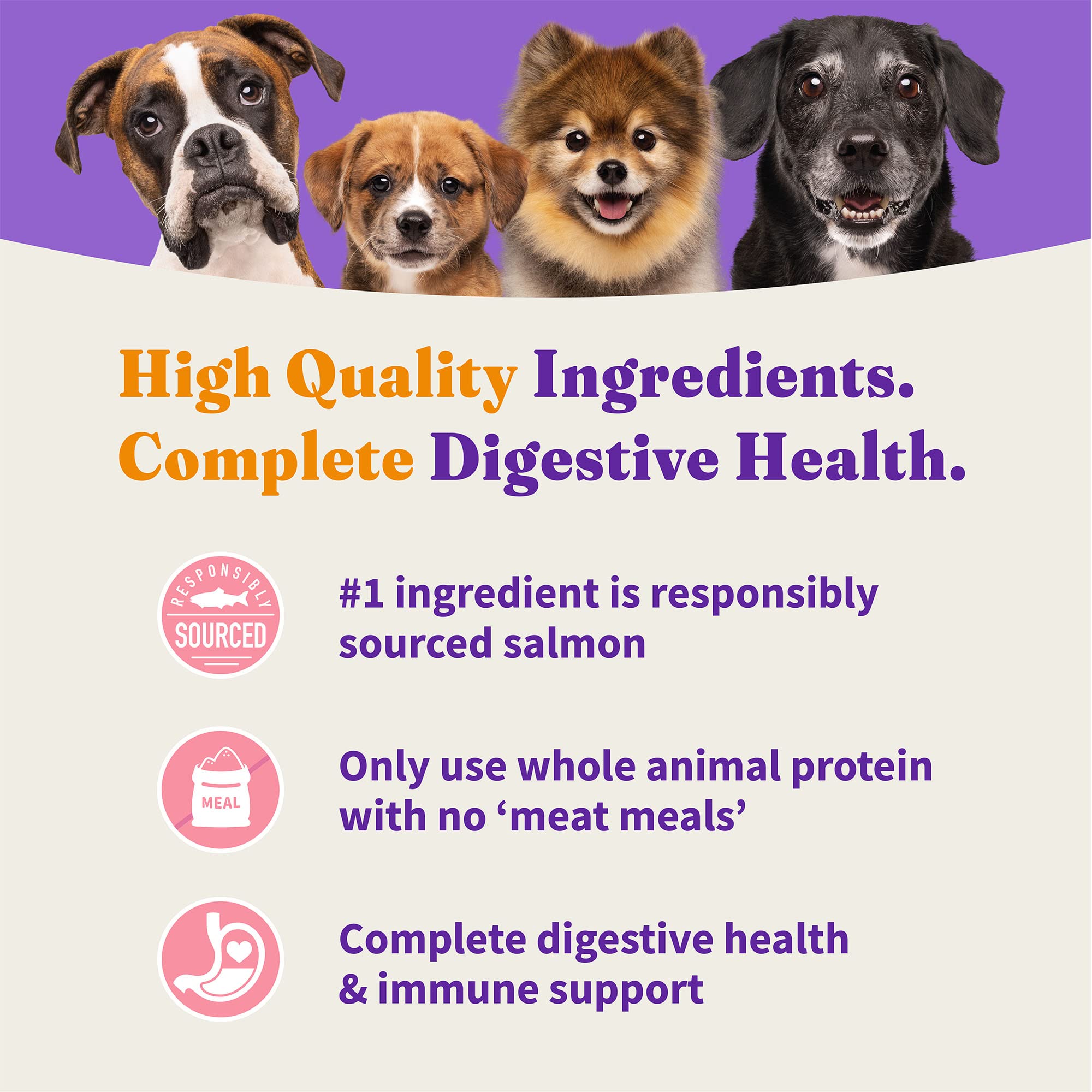 Halo Holistic no corn wheat or soy image highlights free-from common allergens.