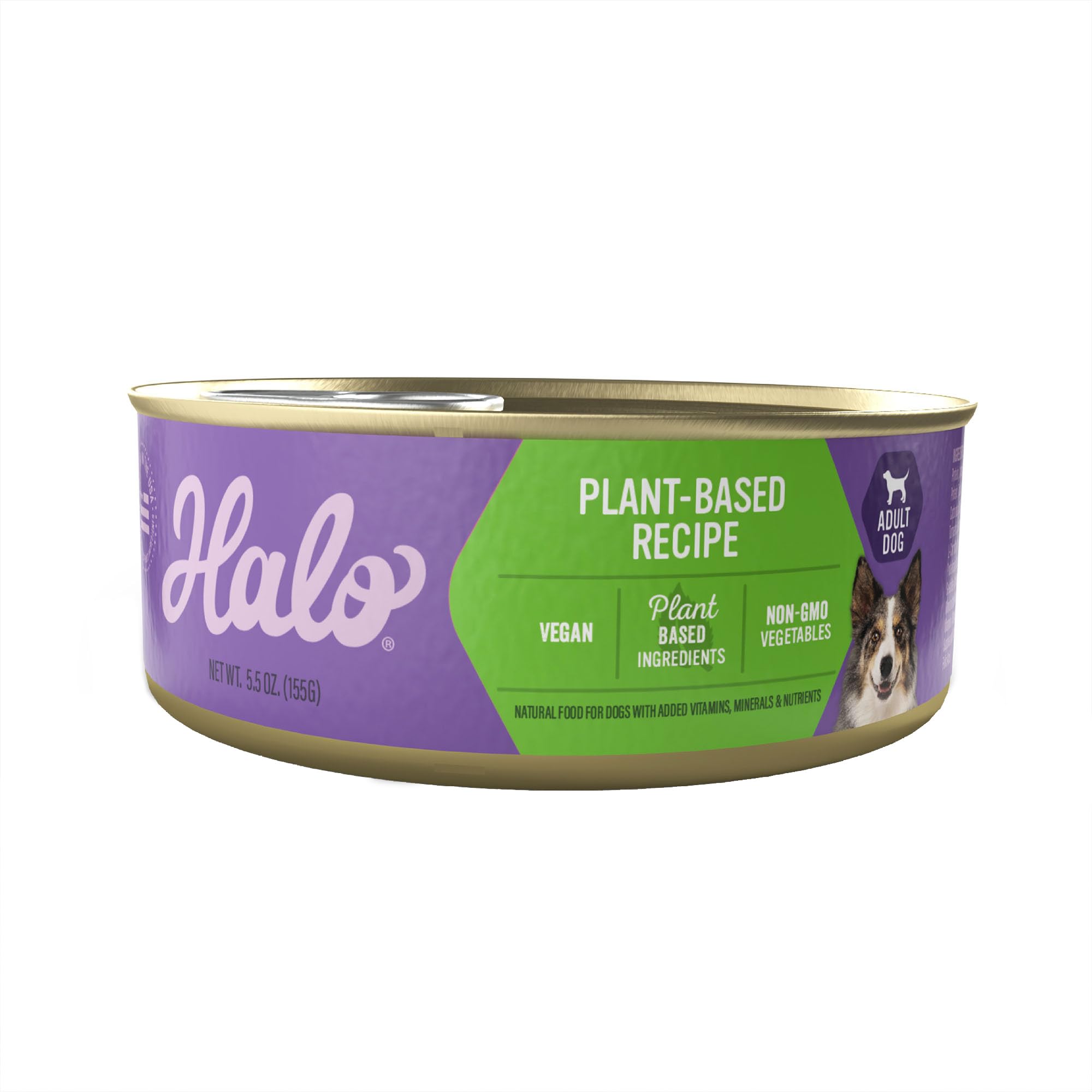 Halo vegan wet dog food pack of 12 cans delivering plant-based nutrition