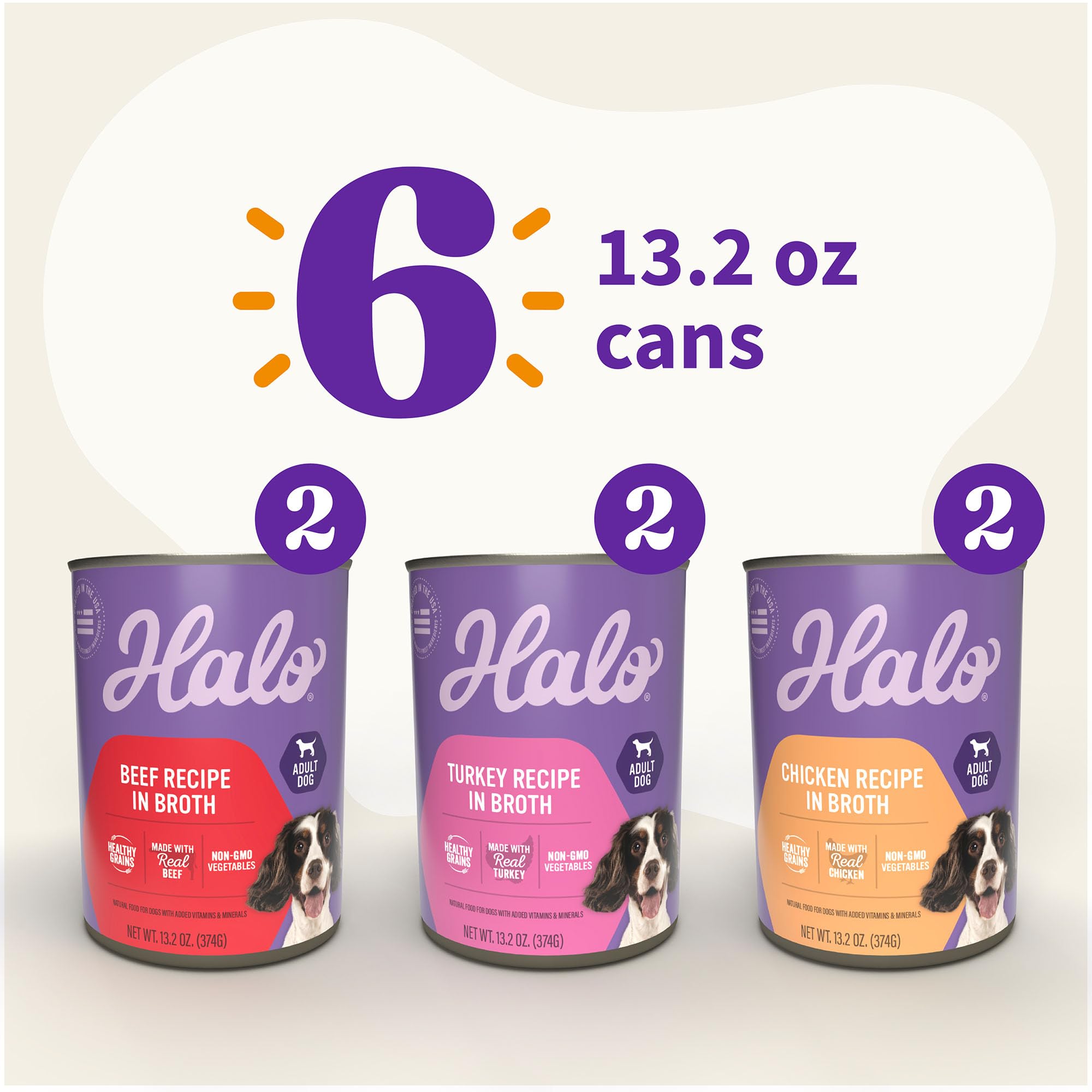 Halo wet dog food colorful-vegetables-closeup showing colorful, nutrient-rich mix.