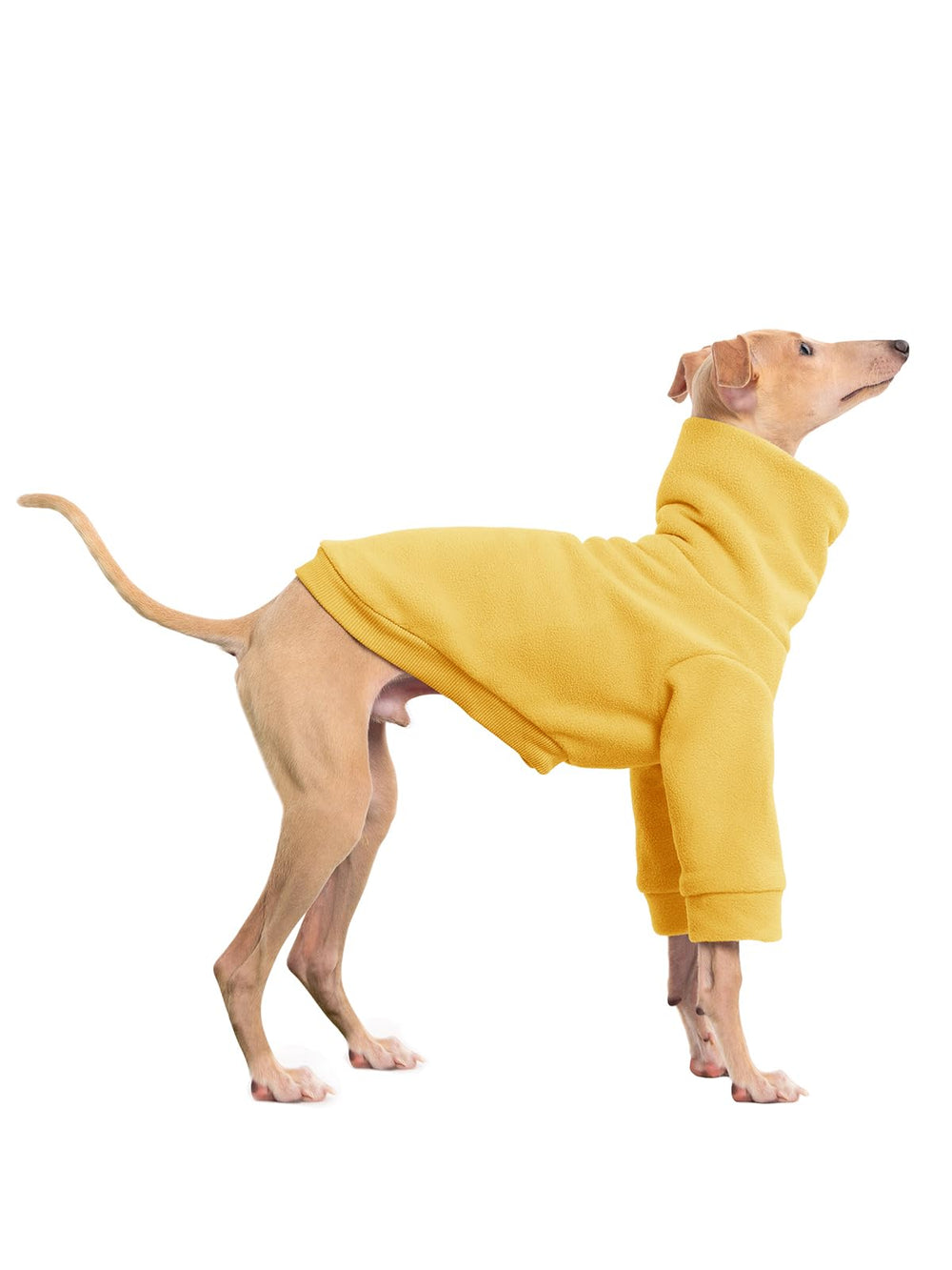 Haloumoning dog fleece sweater side view emphasizes easy wear for daily comfort.