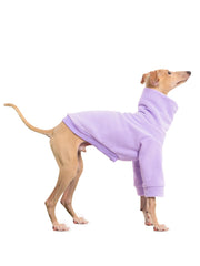 Haloumoning dog fleece sweater back view showcasing snug fit for indoor lounging