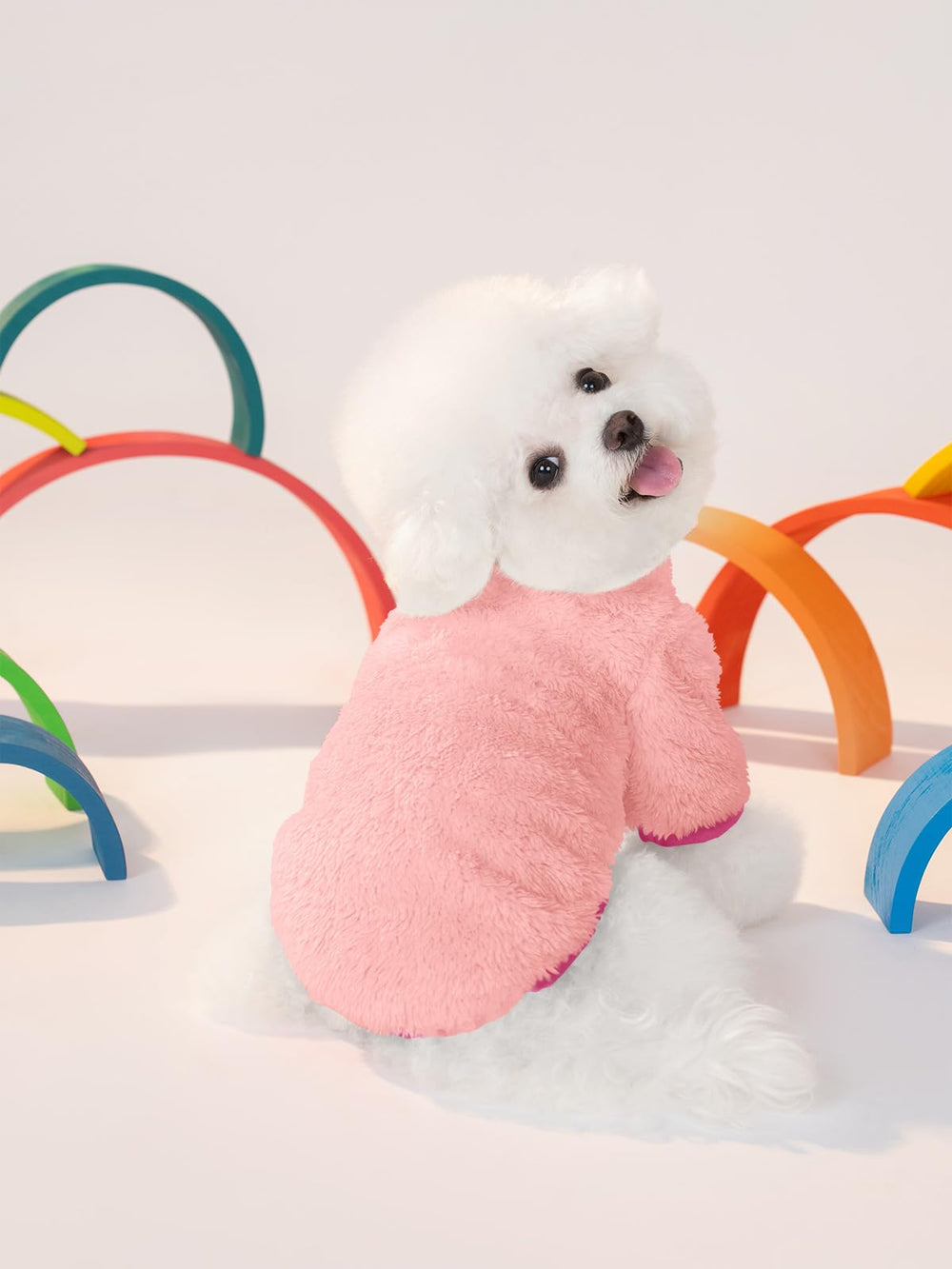 Haloumoning dogs fleece coat sherpa-turtleneck collar warms during chilly walks.