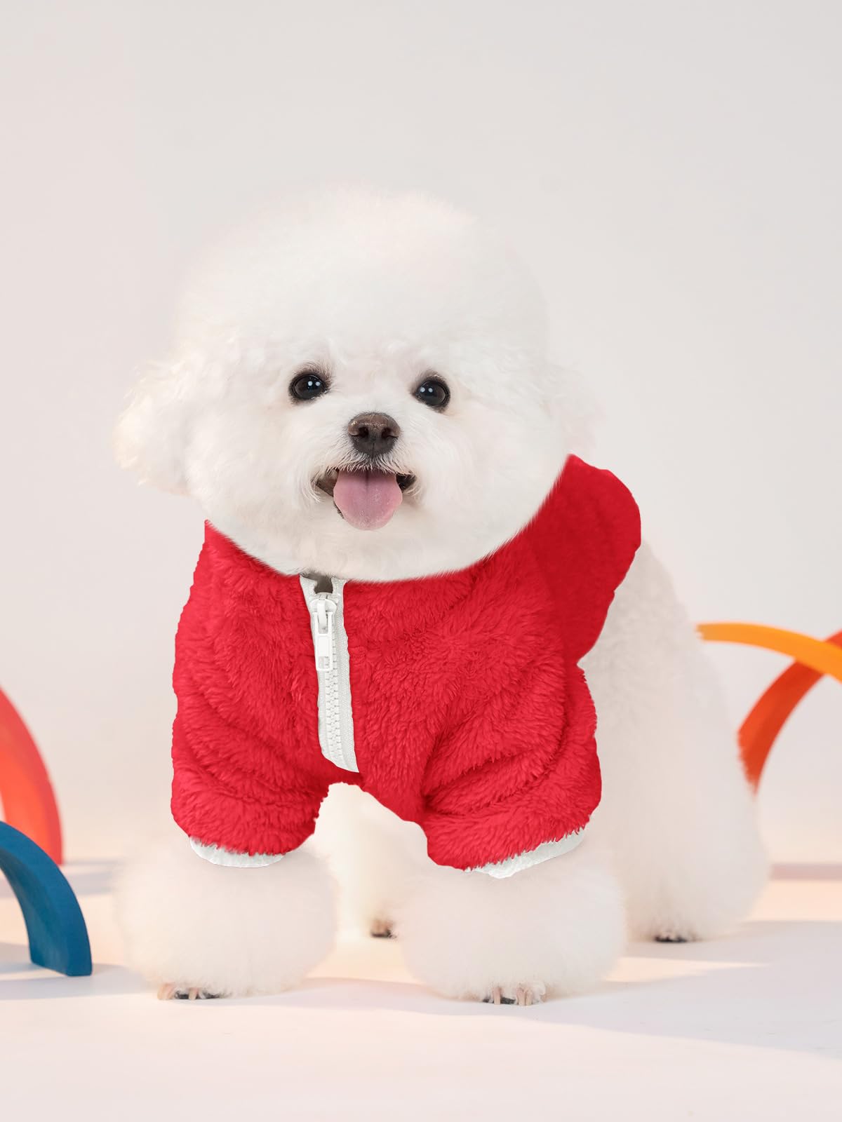 Haloumoning dogs fleece winter coat side view shows plush Sherpa lining