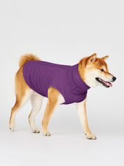 Haloumoning fleece dog sweater back view demonstrates secure fit with ribbed cuffs.