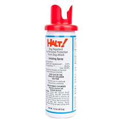 Halt! dog repellent aerosol in use to create space during a walk