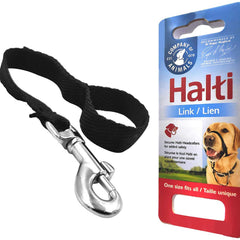 Halti Link security-connection illustrates connecting headcollar to neck collar for added safety