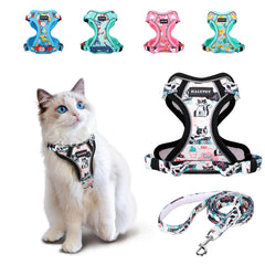 Halypet cat harness and leash set front view shows escape-proof design for safe outdoor walks