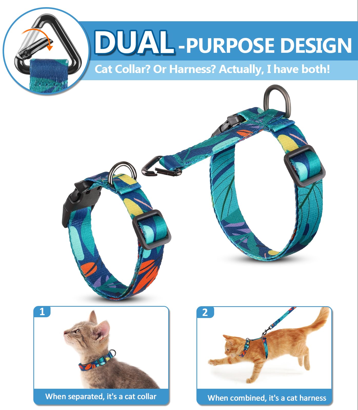 Halypet H300 Pro harness with detachable triangle ring during collar-to-harness transition.