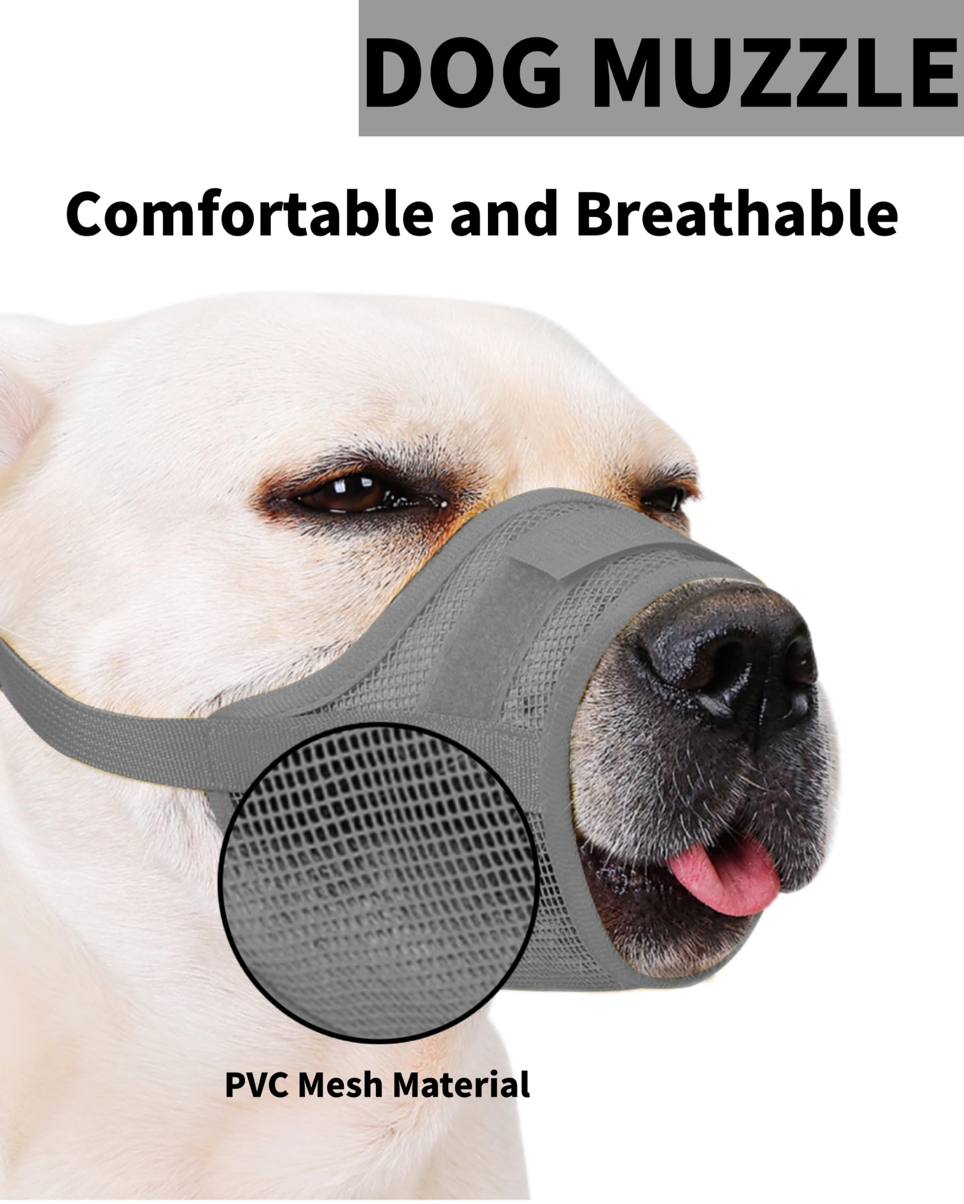 Hamibus adjustable neck and head straps secure fit for dogs of all sizes.