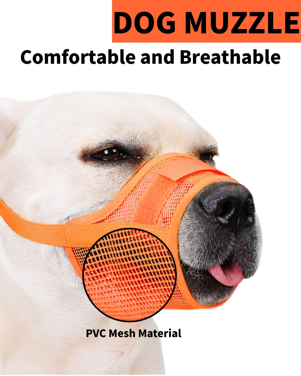 Hamibus dog muzzle orange adjustable strap for secure fit across breeds