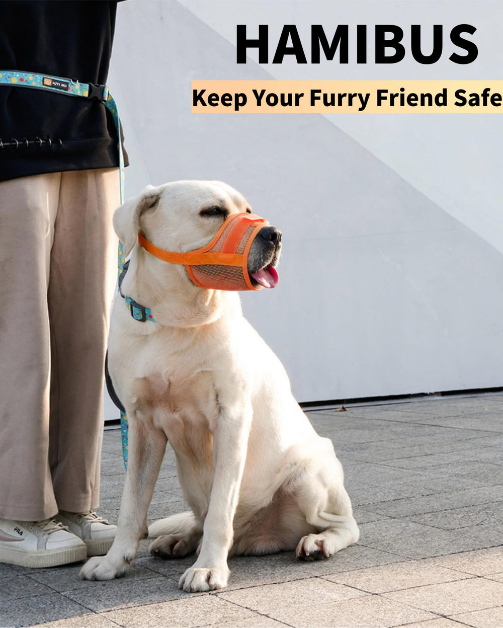 Hamibus dog muzzle orange escape-proof design offers safe walking and training