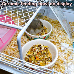 Hamiledyi ceramic hamster bowl anti-tip design preserves food inside during activity