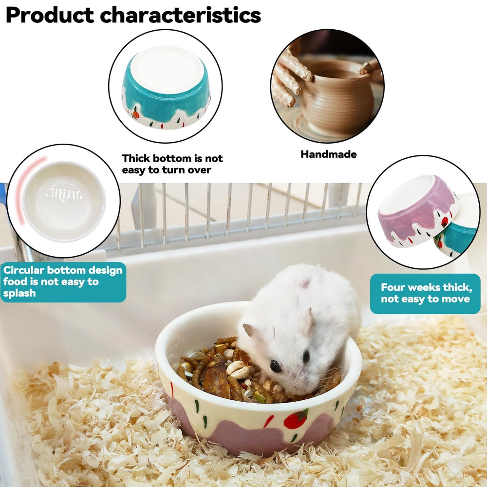 Hamiledyi ceramic hamster bowl heavy-weight ceramic base resists tipping in cages