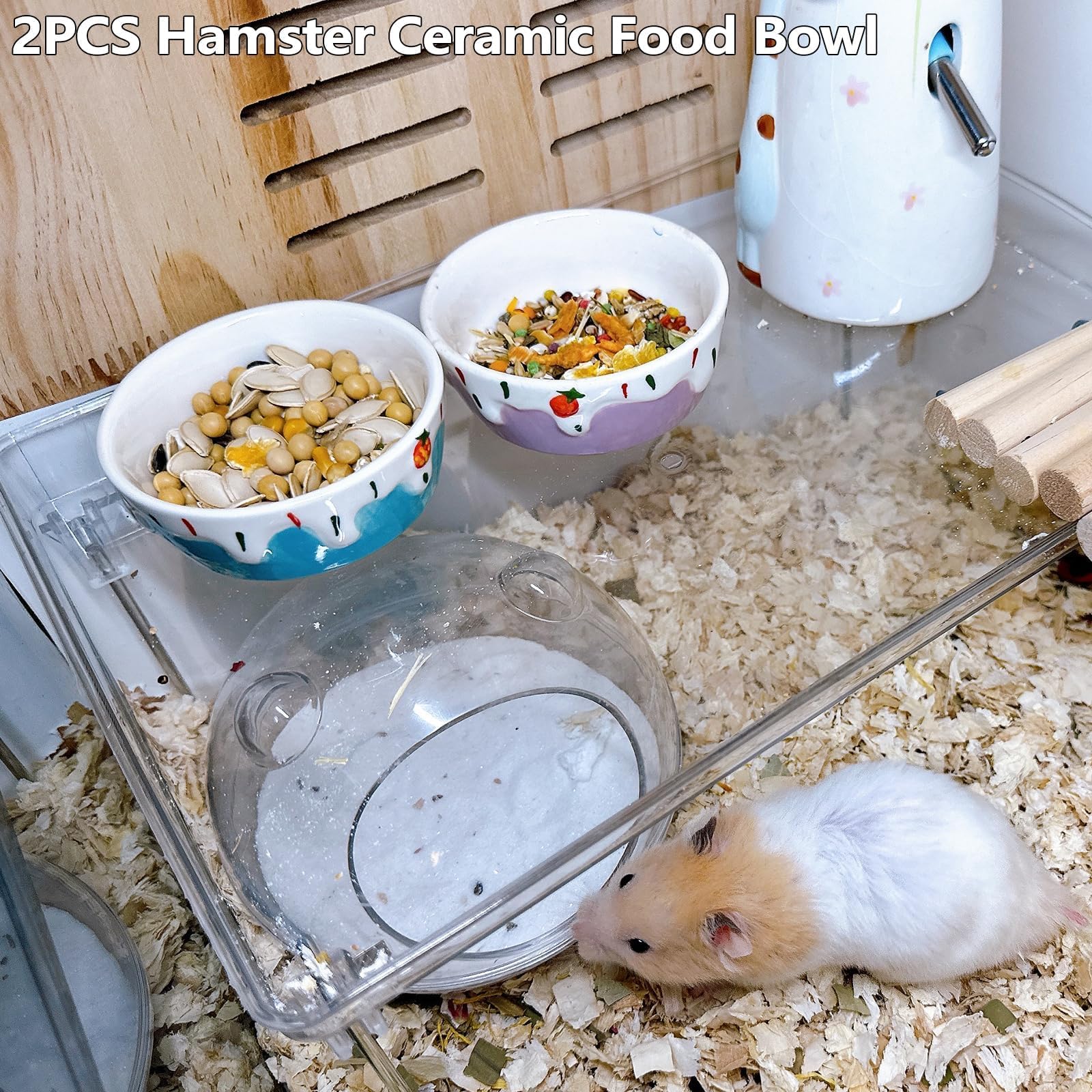 Hamiledyi ceramic hamster bowl easy-clean ceramic surface for fast wiping after use