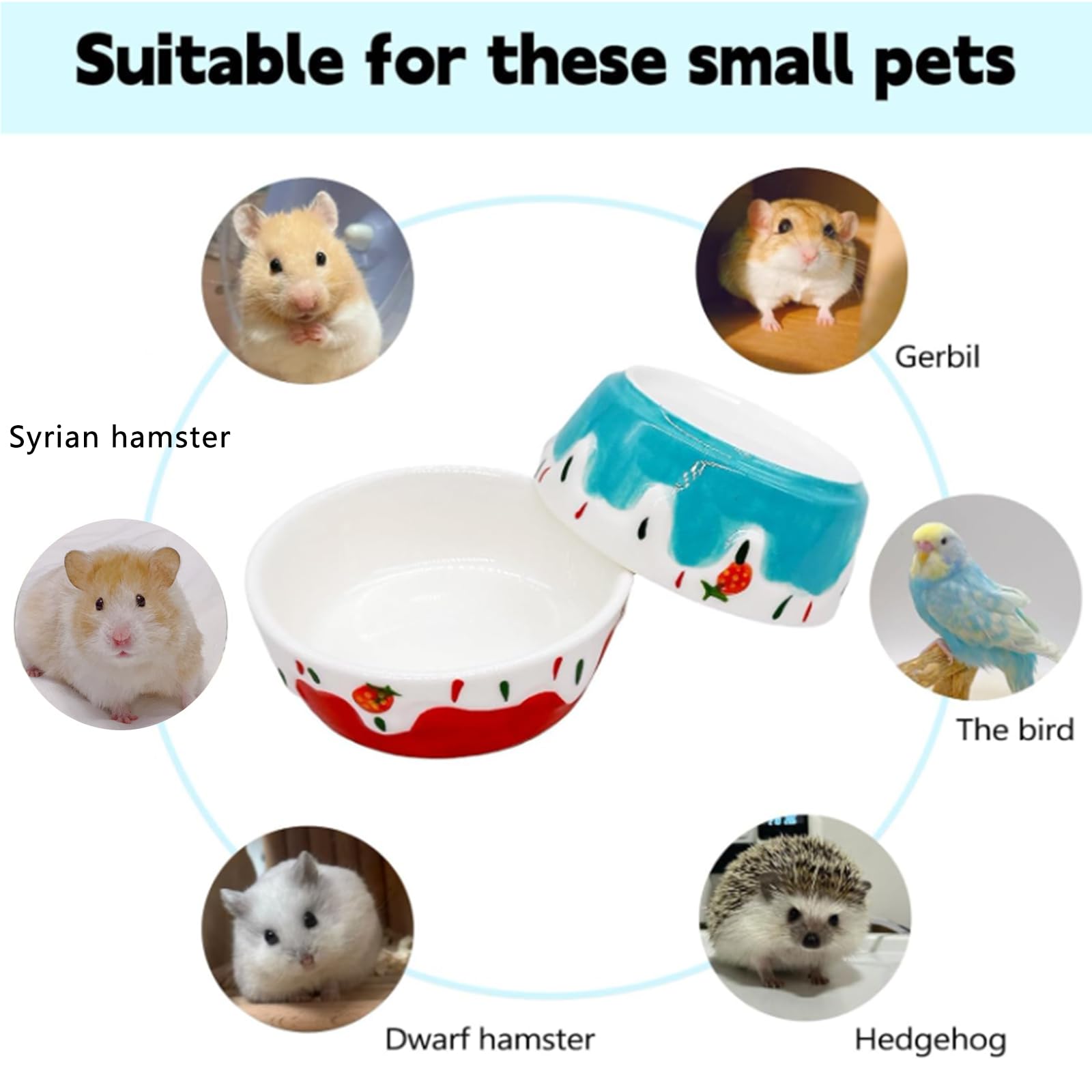 Hamiledyi ceramic bowl for gerbils hamsters chinchillas and other small rodents