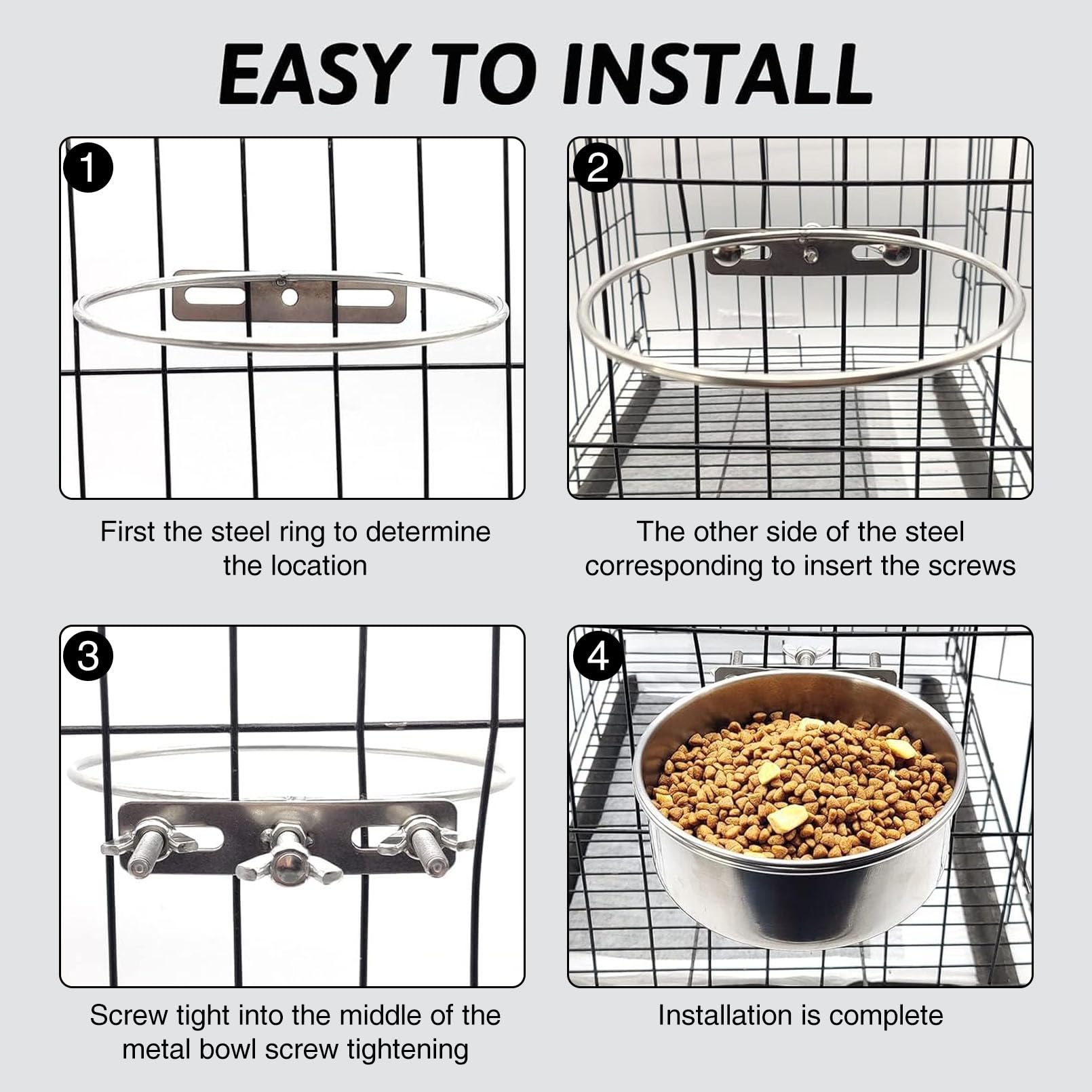 Hamiledyi adjustable height crate bowls help reduce spills and messes.
