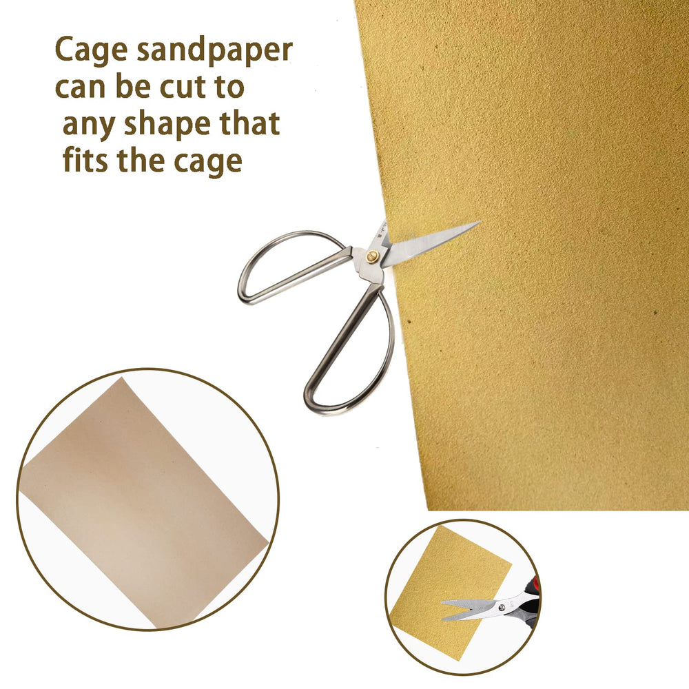 Hamiledyi bird gravel paper being cut to fit ensures cage sizing flexibility.