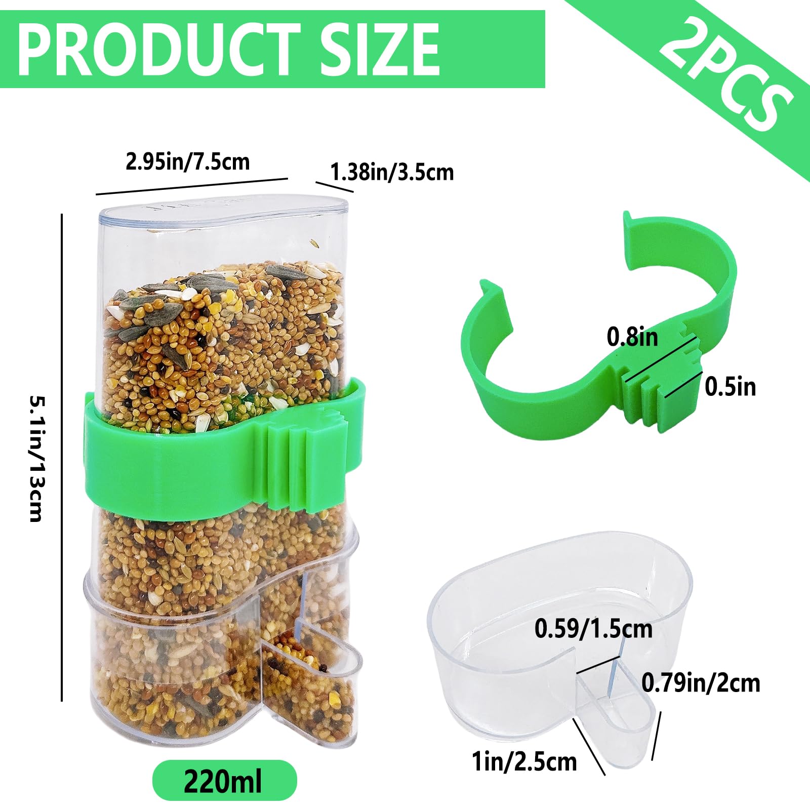 Hamiledyi bird water feeder bottle closeup highlights gravity-flow design for spill-free watering.