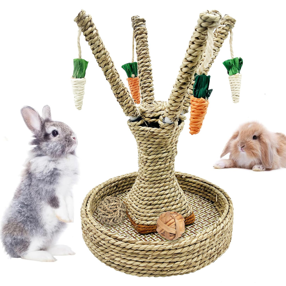 Hamiledyi bunny chew toy in carrot color invites interactive play for small pets.