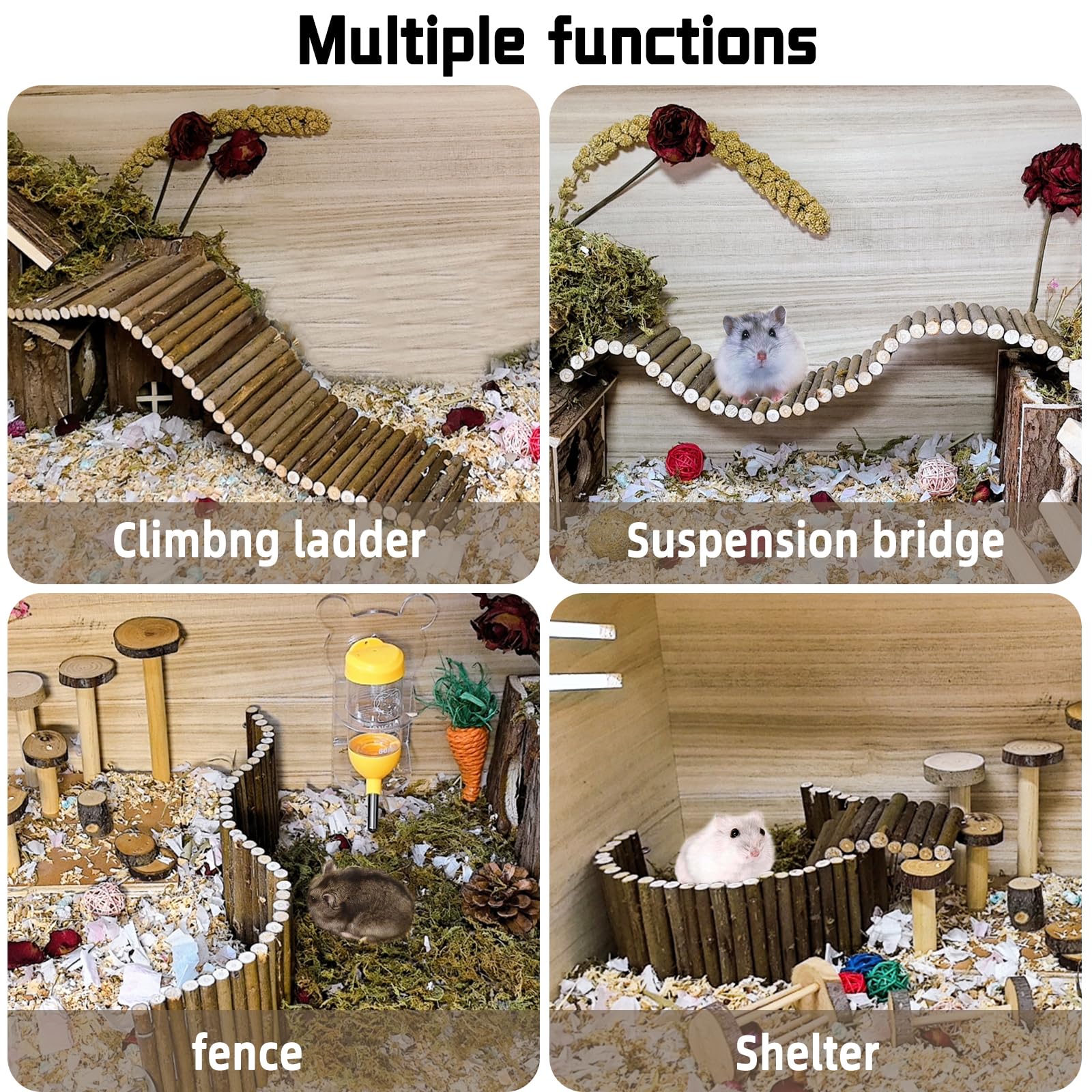 Hamiledyi cage-decor-wooden-bridge image blends natural wood with cage aesthetics for decor and play.