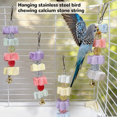 Hamiledyi calcium-blocks hanging in cage for convenient chewing
