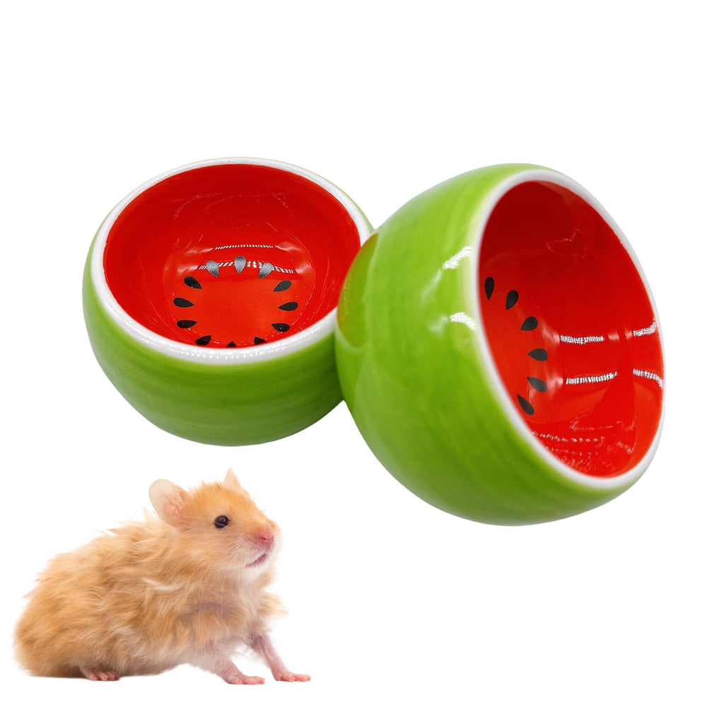 Hamiledyi ceramic hamster bowl side view showing spill-resistant design for mess-free feeding.