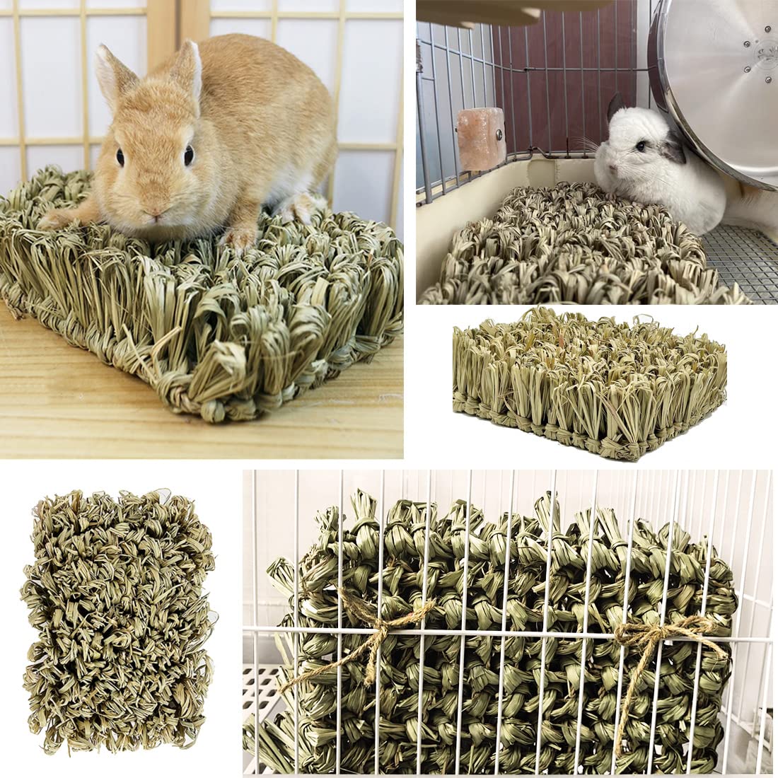 Hamiledyi chew-friendly straw mat invites safe gnawing and exploratory play.