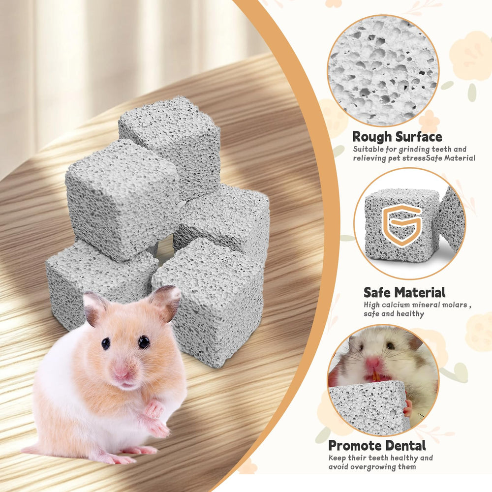 Hamiledyi chinchilla chew toy square demonstrates suitable size for safe chewing and play.