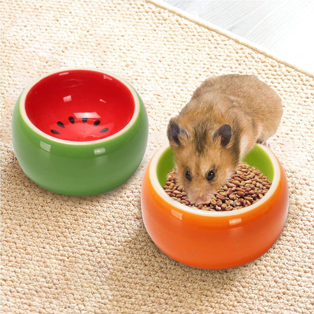 Hamiledyi compact small-pet bowl fits cozy habitats and reduces tipping